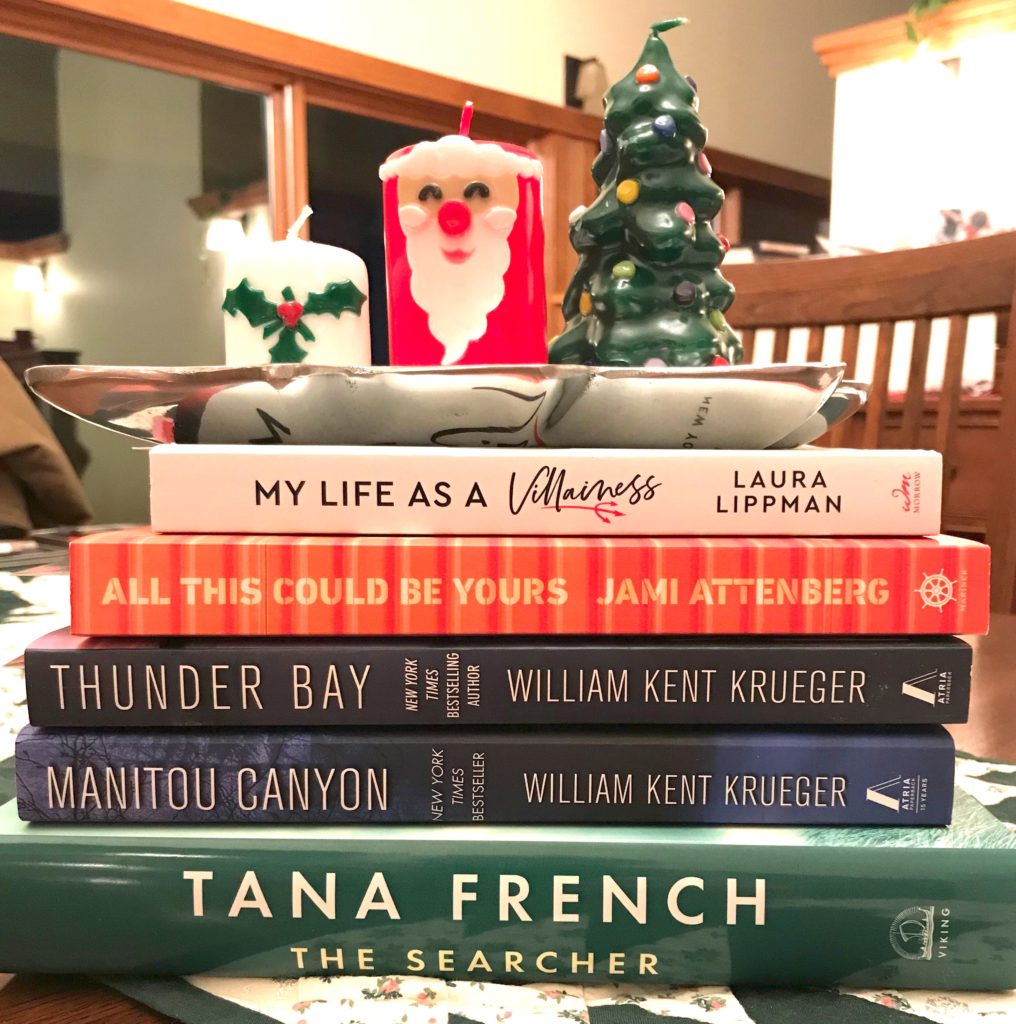 Books purchased with Christmas cash: My Life as a Villainess by Laura Lippman, All This Could Be Yours by Jami Attenberg, Thunder Bay and Manitou Canyon by William Kent Krueger, and The Searcher by Tana French.