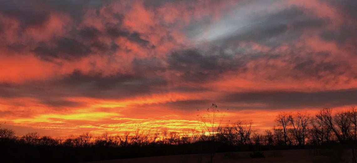 Brilliant November sunset in Kansas