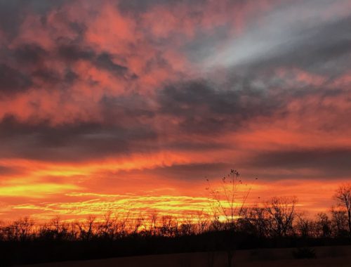 Brilliant November sunset in Kansas